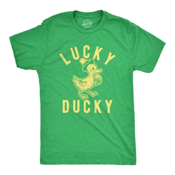 Mens Lucky Ducky T Shirt Funny Saint Patrick's Day Parade St. Paddy's Novelty Tee for Guys Graphic Tees