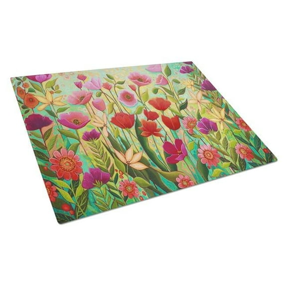 Wild Beauty Flowers Glass Cutting Board - Large