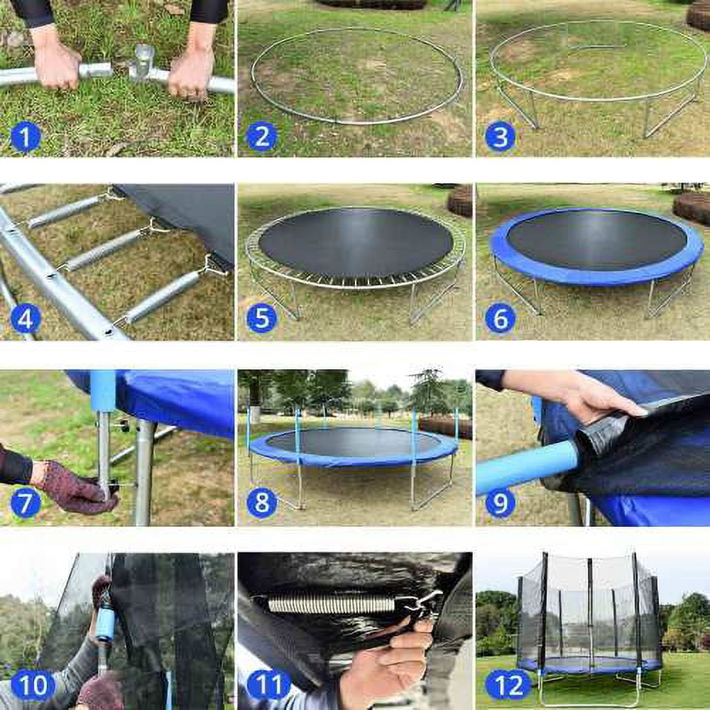 10FT Trampoline for Kids Teens Adults with L-zipper-TX and Safety Enclosure Net, Outdoor Trampoline with Ladder, Heavy-Duty Round Trampoline