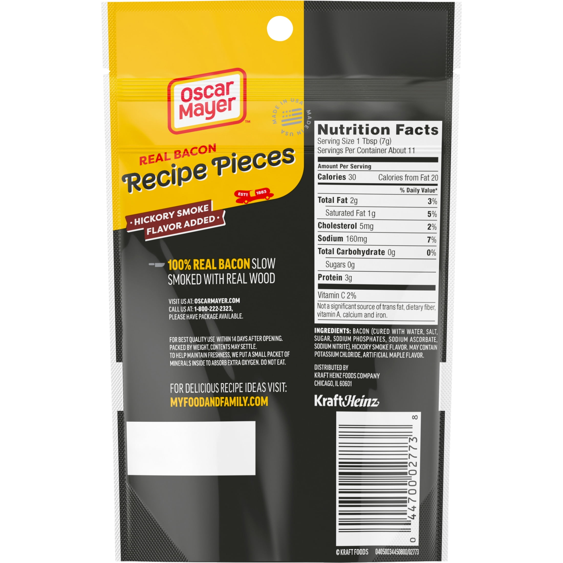 Oscar Mayer Real Bacon Recipe Pieces, 2.8 oz Bag, 0.5-1 cup