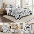 thumbnail image 6 of King Quilt Set 96''x106'', Black White Video Game Lightweight Bedspread Coverlet with 2 Pillow Shams, Console Computer Gaming Sketch Style Breathable All Season Quilt Bedding for Bedroom/Guest Room, 6 of 9