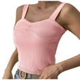 thumbnail image 2 of QUINDOS Womens Tank Tops Clearance Cotton Pink Workout Summer Fashion Sexy Style V-Neck Sleeveless Solid Casual Going Out Tops Womens Camisoles Plus Size, 2 of 9