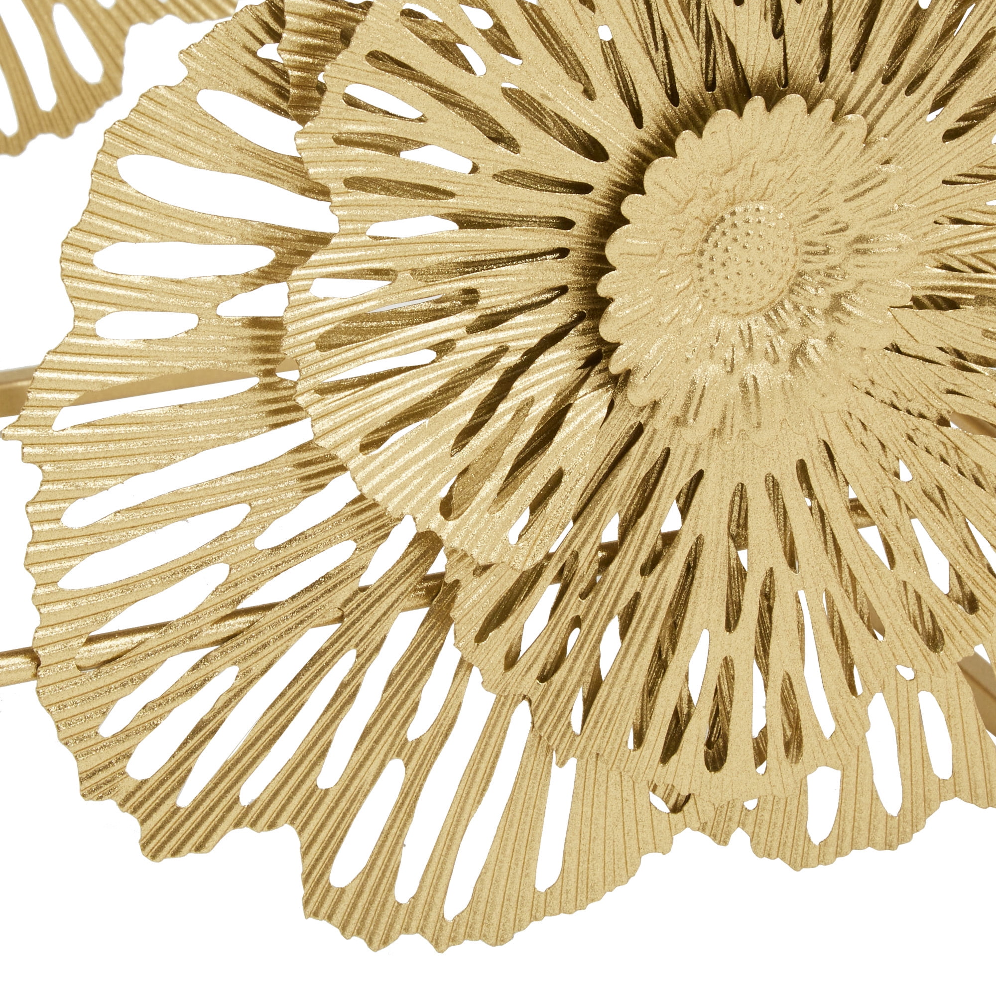 Weston Home Ditmas Gold Finish Peony and Ginkgo End Table with Mirror Top