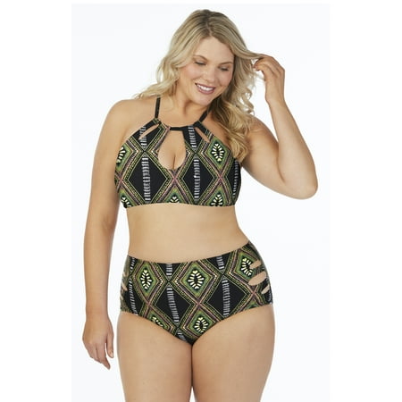 Raisins Curve Juniors Plus Size Kololi Havana Keyhole High Waist Pant Swim Bottom