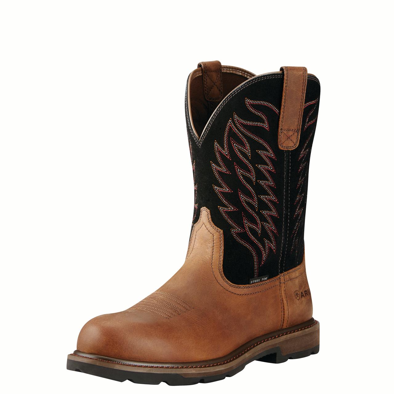 ARIAT Groundbreaker Stivali Da Lavoro Uomo - Pelle Marrone, Punta Morbida, Taglia 11.5 2E (Larga), Suola Antiscivolo Duratread