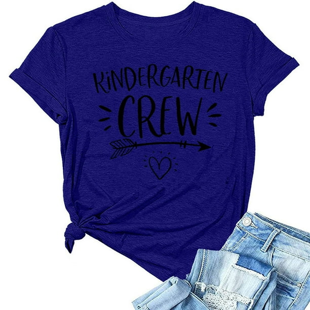 Blusa informal de manga corta con estampado de letras para el día del maestro para mujer Fridja gope193