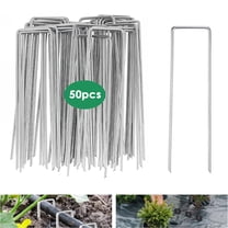 Shopmall 50Pcs Galvanized U-Shaped Garden Nails Rust-Resistant Landscape Staples Garden Stakes Staples Pins Fit for Securing Weed Barrier Fabric Landscape Ground Cover Lawn