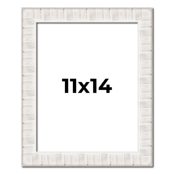 11x14 Frame White Sonoma Rustic Wood Picture Frame | 1.5 Inch Moulding Width | Complete with UV