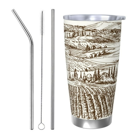

Vsdgher Vineyard Landscape 1 20 Oz Stainless Steel Vacuum Insulated Travel Mug Coffee Cup for Home Office Outdoor Works Great for Ice Drinks and Hot Beverage -Straw Three-piece Set