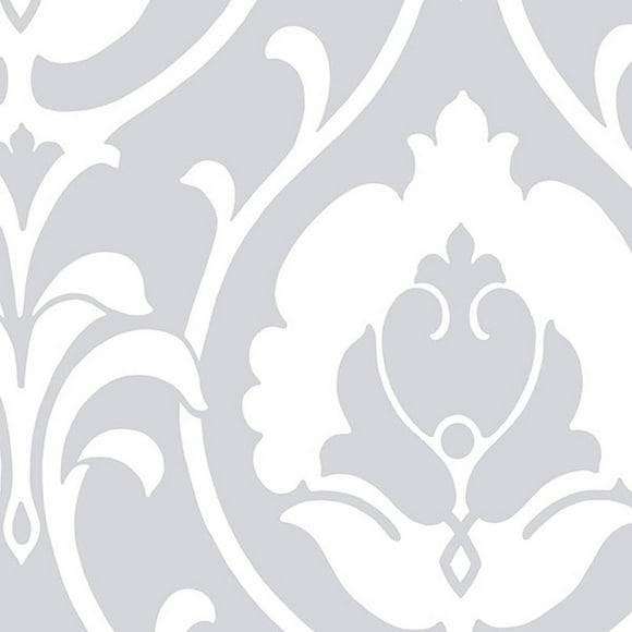 Shades, Damask Geometric Graphic White, Light Blue Wallpaper Roll