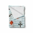 thumbnail image 2 of Nautical Soft Flannel Fleece Blanket, Life Rings Anchor and Ropes Ocean Crabs Coastal Theme Teal Striped Print, Cozy Plush for Indoor and Outdoor Use, 50" x 60", Scarlet Black Teal, by Ambesonne, 2 of 6
