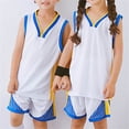 thumbnail image 5 of Ceisia Kids Basketball Uniform Set Sleeveless Jersey and Shorts with Color Block Trim Breathable Sportswear for Boys Youth White 13-14 Years Gifts for Father, 5 of 6