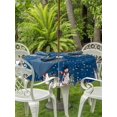 thumbnail image 2 of Outdoor Tablecloth with Umbrella Hole and Zipper, Christmas Blue Round Table Cloth 60 Inch Waterproof Tablecloth, Cute Snowman Xmas Tree Elk Winter Snowflakes Picnic Table Cover for Patio Camping, 2 of 7