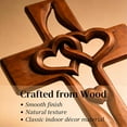 thumbnail image 2 of Hand-Carved Intertwined Hearts Wooden Cross – Vintage-Style Wooden Marriage Cross with Intertwined Hearts, Heart-Shaped for Wall Decor, 2 of 8