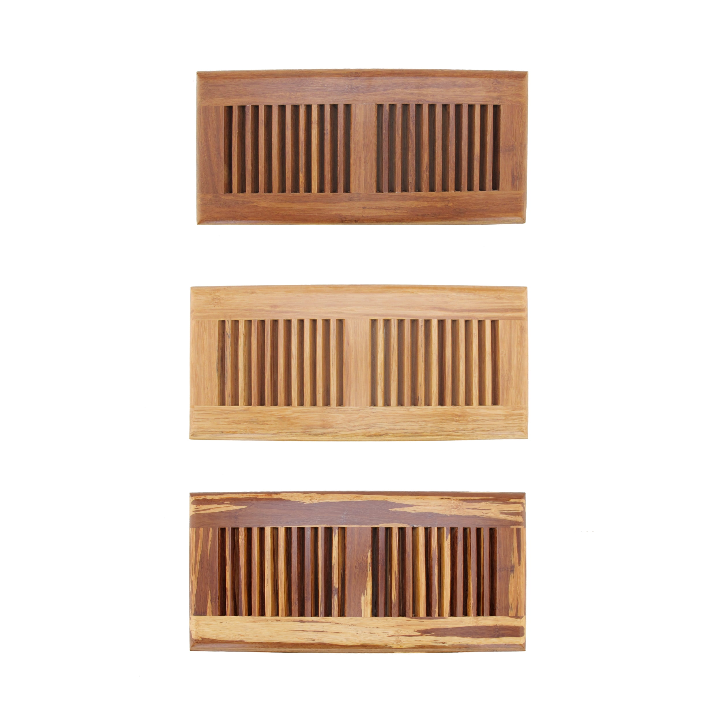 BambooMN 4" x 12" Strand Woven Bamboo Floor Register Air Vent Indent Cover - Tiger - 2 Covers