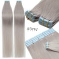 thumbnail image 3 of Benehair Tape Hair Extensions Thick 100% Remy Hair Seamless Skin Weft Full Head for Women 100g Grey Blonde 12"-24" US, 3 of 13