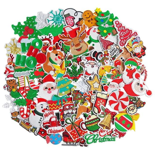 Set de parches adhesivos navideños GUYI, 60 unidades, bordados festivos