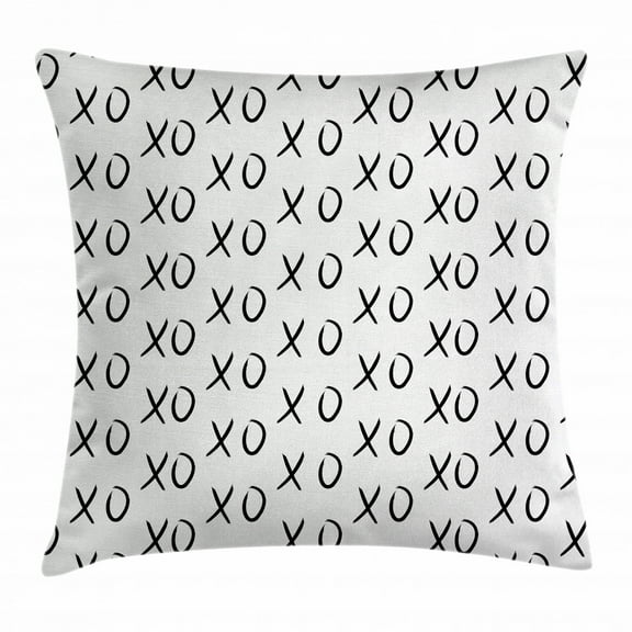 Xo Decor Throw Pillow Cushion Cover, Hugs and Kisses Pattern Love You Symbol Affection Expression Sign Artsy Print, Decorative Square Accent Pillow Case, 24 X 24 Inches, Black White, by Ambesonne