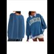 thumbnail image 2 of Camiseta con Gráfico de Números para Mujer, Sudadera de Larga con Cuello Redondo, Suéteres Extragrandes. Palabras Azules S, 2 of 6