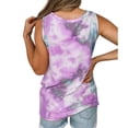 thumbnail image 3 of T-shirt Sans Manches Femmes Col Rond Top Femmes T-shirt Sans Manches Gilet Rond Imprimé Torsadé, Violet, L, 3 of 7
