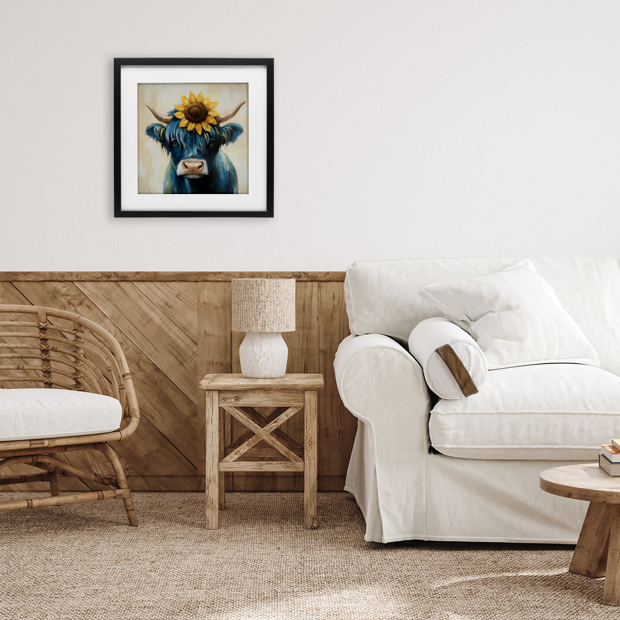 Stupell Industries Pastoral Sunflower Highland Black Framed Print Under Glass, design by Tina LeCour