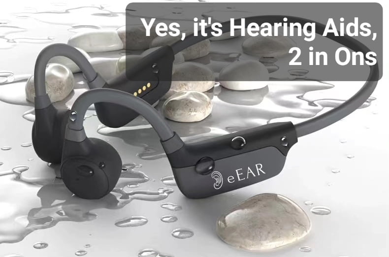 Bone Conduction Hearing and BT Headphones, Open Ear, Built-in microphone, Hearing Assistance, Bluetooth