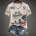 thumbnail image 3 of 9/11 25th Anniversary Shirt Womens WE Will Never Forget Tee Shirts | Lightweight Fabric, V Neck Short Sleeve Tops, American Flag, 2001-2026 25Th Anniversary Tops, Patriotic Honor Tee Shirt Khaki,2XL, 3 of 5