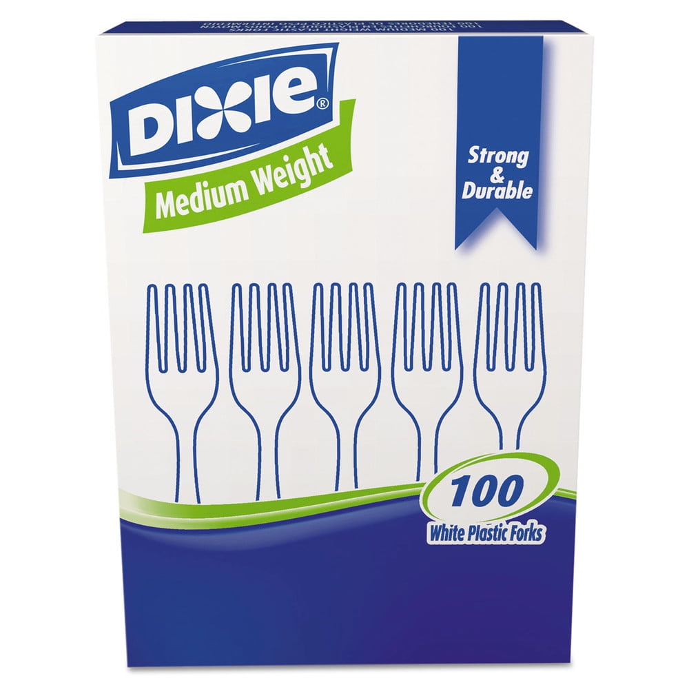 Dixie Plastic Cutlery Heavyweight Forks White 1000/Carton FH217 