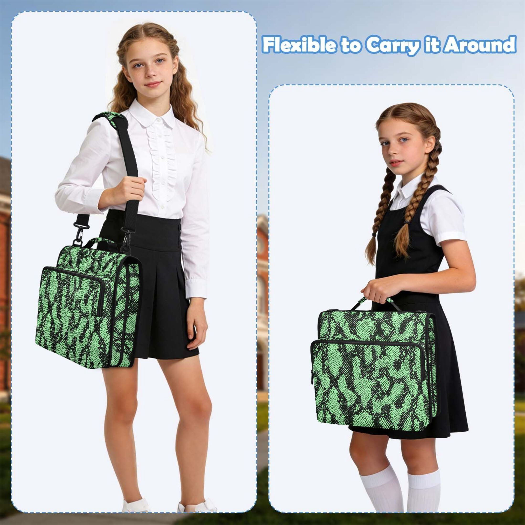 ALAZA Zipper Binder Snake Pattern-1 Pattern 2 inch 3 Ring 500 Sheet Capacity Trapper Keeper File Folder Organizer Bag