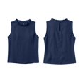 thumbnail image 4 of Women's Ruffle Trim Sleeveless Tank Top Summer Loose Fit High Neck Plain Shirts Casual Comfy Boho Beach Travel Tops Navy, 4 of 6