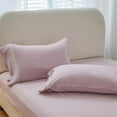 thumbnail image 7 of Simple&Opulence 100% Linen Hollow Hemstitch Sheet Set -3 Pieces European Flax Pure Washed Bed Sheets (1 Flat Sheet, 1 Fitted Sheet,1 Pillowcase) -Breathable and Soft (Hemstitch Blush Pink, Twin), 7 of 7