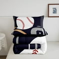 thumbnail image 4 of Baseball Comforter&nbsp;Set Baseball Bedding Set,Sports Themed Down Comforter Dark Blue Ball Gaming Quilt Bed Set Baseball Room Decor with 1 Pillowcase, 4 of 6