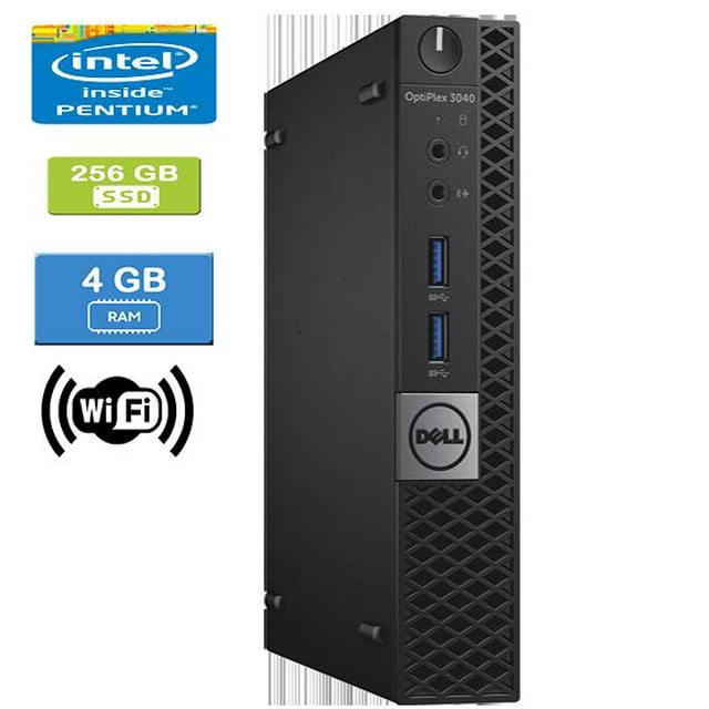 Refurbished: DELL 3040 MICRO Intel Core G4400T 2.90 GHz, 4GB, 256GB SSD, Win 10 Pro