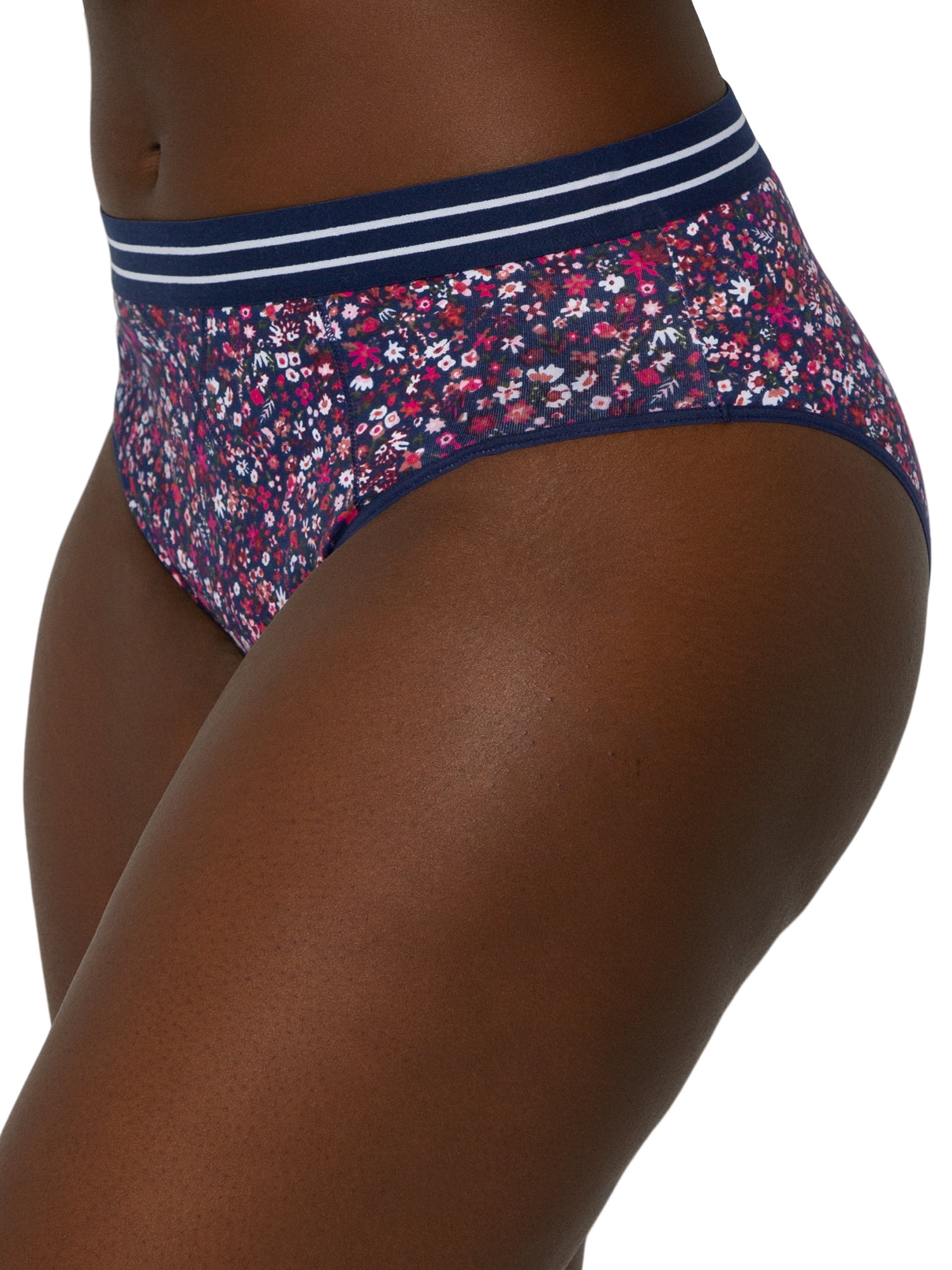 No Boundaries Striped Solid Print Everyday Cheeky High Waist Briefs Panty (Women's or Juniors) 4 Pack