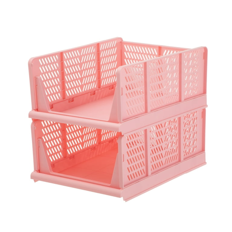 Your Zone Kids Collapsible Stacking Storage Bin, Pink photo 6