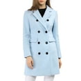 thumbnail image 3 of INSPIRE CHIC Women's Winter Coat Notched Lapel Double Breasted Trench Coat M Blues, 3 of 8