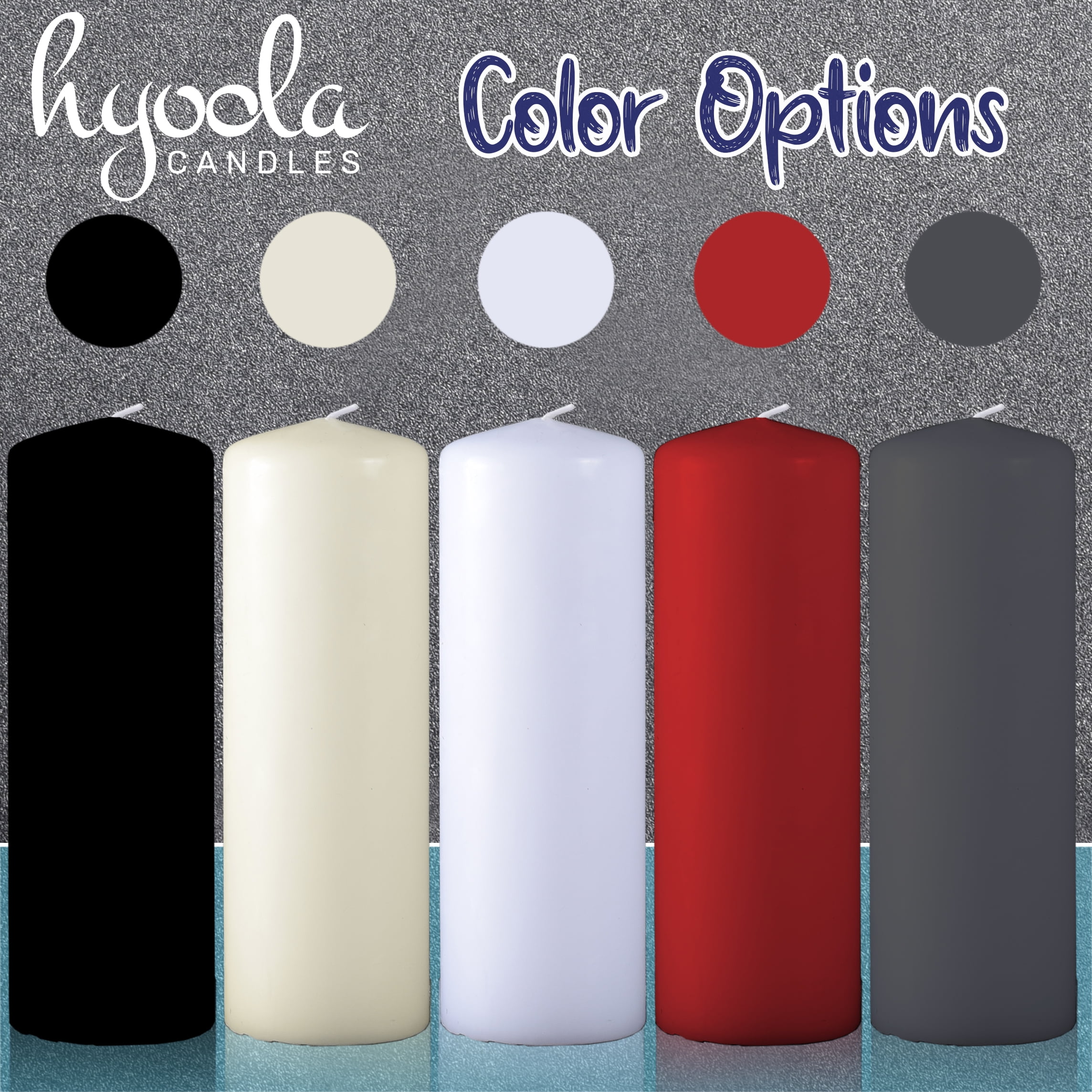 Hyoola 2 x 6 Dark Grey Unscented European Made Pillar Candles, Dripless Paraffin Wax with Smokeless Cotton Wicks, 4-Pack