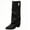 Black, variant on Fold Over Boots for Women Fashion Faux Suede Pointed Toe Block Heel Mid Calf Boots Classic Solid Color Pull On Wide Calf Boots with Metal Lock,5.5