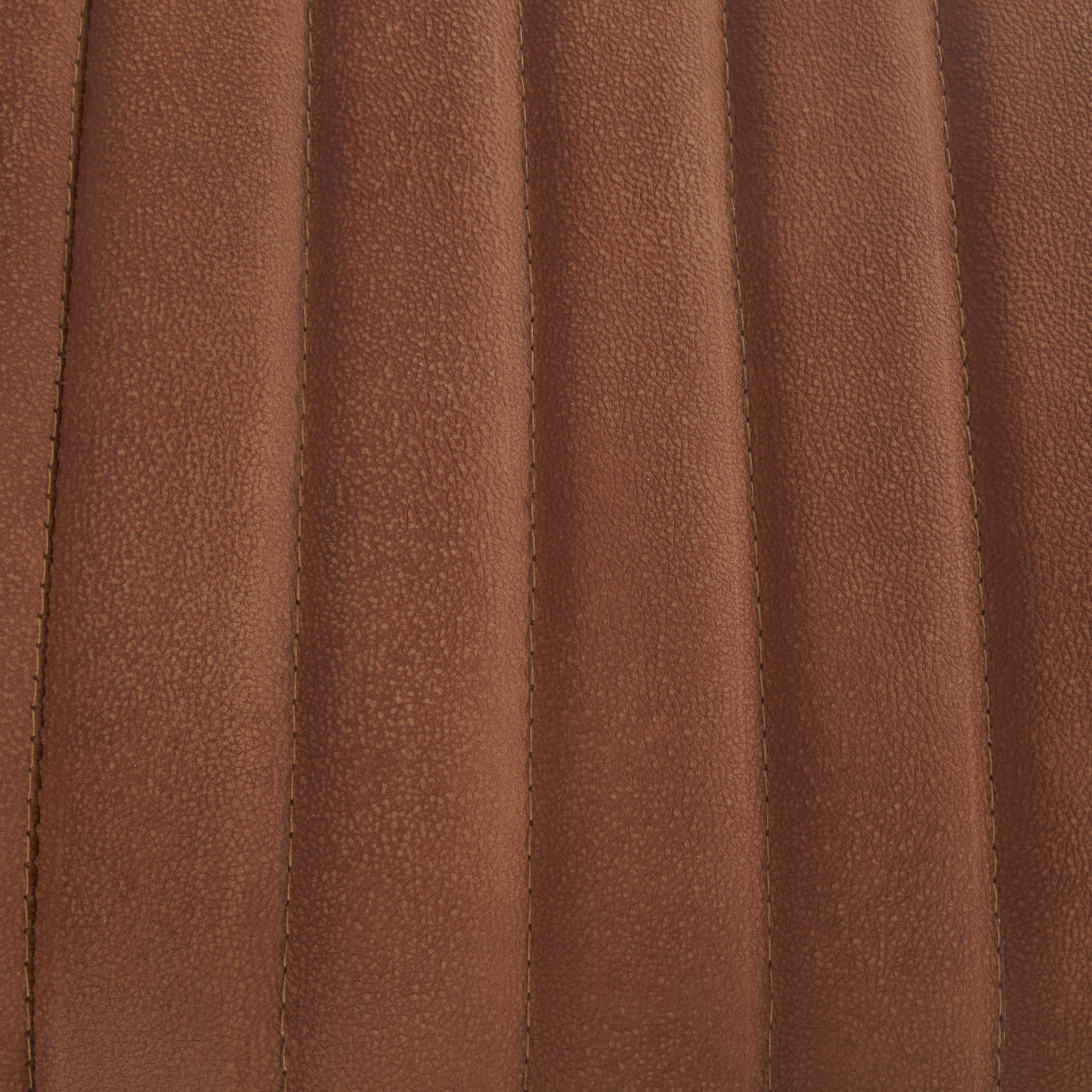 DecMode Leather Upholstered Bench with Linear Tufted Panels and Black Metal Hairpin Legs, Brown