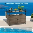 thumbnail image 6 of SEGMART Outdoor Rolling Wicker Bar Cart, Large Portable Outdoor Wicker Bar Table with Cabinet Storage and Glass Countertop, Patio Wicker Serving Bar Cart for Pool, Party, Backyard, Light Brown, 6 of 10