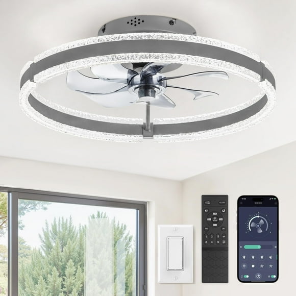 Lámpara de ventilador de techo LEDIARY de 20 pulgadas, regulable entre 3000 y 6000 K, 6 velocidades