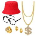 thumbnail image 3 of Disfraces de hip hop, accesorios de rapero, atuendos, anillo de signo de dólar para disfraces. Rojo, 3 of 9