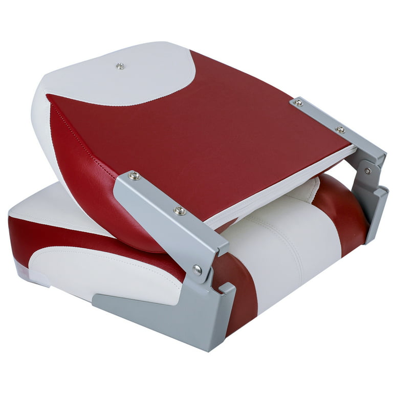 NORTHCAPTAIN Deluxe White/Wine Red Red Low Back Folding Boat Seat, 1 Seat