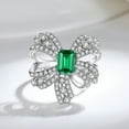 thumbnail image 2 of 925 Sterling Silver Created Emerald Rings for Women 18K Gold Plated 1 Carat Bow Tie Emerald Engagement Rings for Women Emerald Cut Promise Ring for Her Wedding Band, 2 of 6