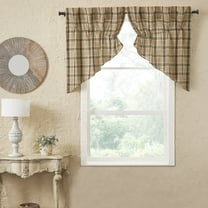 VHC Brands Cider Mill Plaid Prairie Swag, Tan & Charcoal, 36x36x18, Set of 2