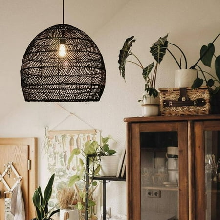 

Berylove Rattan Black Pendant Light Fixtures Pendant Lighting for Kitchen Island Boho Chandelier 15.6 x 15.6 1 Light
