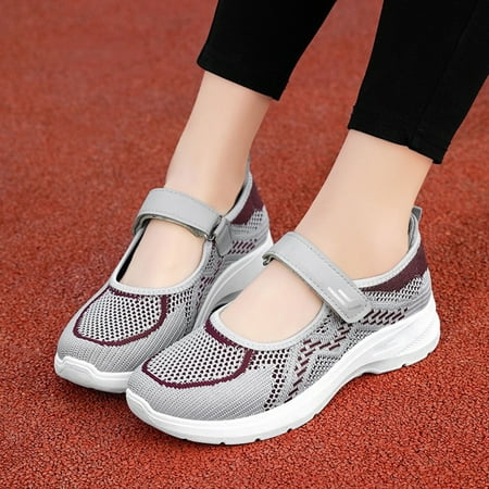 

GUOBIOZIY Sneakers for Women Sneaker for Women s Athletic Walking Shoes Stretch Cloth Casual Mesh-Comfortable Work Sneakers(Grey 7)