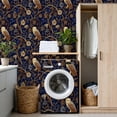 thumbnail image 4 of Peel and Stick Wallpaper Elegant Owl Floral Gold Navy Blue Tones Botanical Wall Mural 17.7in x 9.8ft Self Adhesive Removable Wall Paper Renter Friendly Wallpaper for Nursery Bedroom Cabinets, 4 of 8