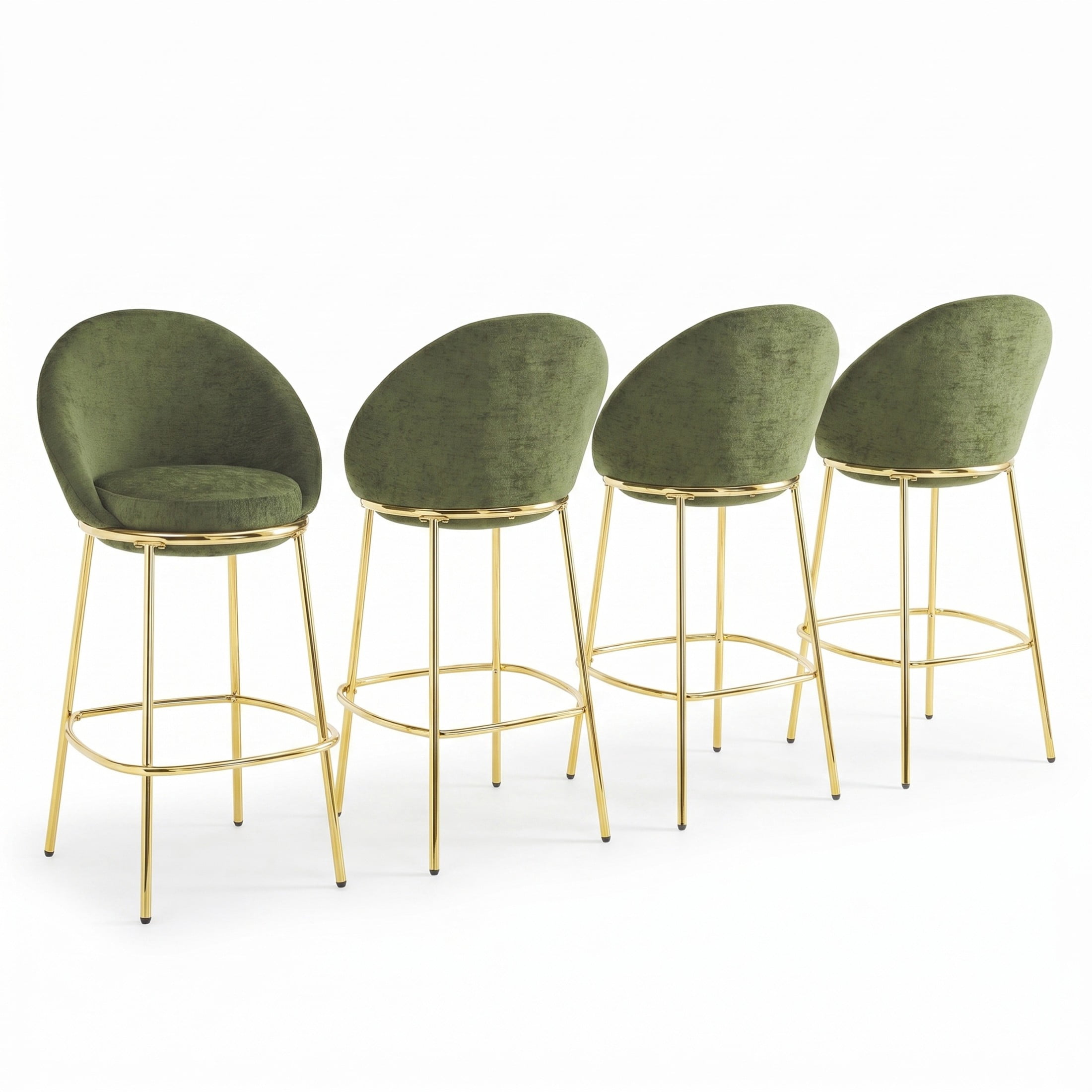 Christopher Knight Home Luxury Green Upholstered Barstools, Gold Metal Frame, Set of 4