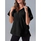 thumbnail image 3 of Fisoew - Sudaderas con capucha de manga corta para mujer, con media cierre, sin botones, con bolsillos, 3 of 3